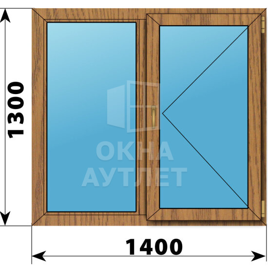 Двухстворчатое окно из лиственницы 1400×1300 Г-П ОА-45450