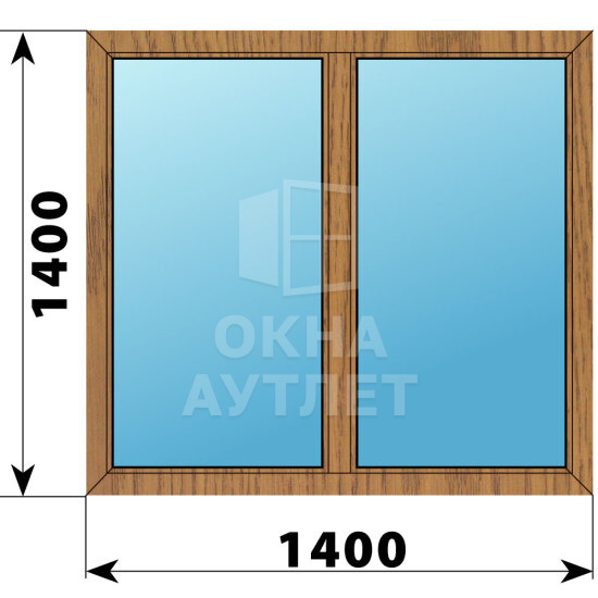 Двухстворчатое окно из лиственницы 1400×1400 Г-Г ОА-44466