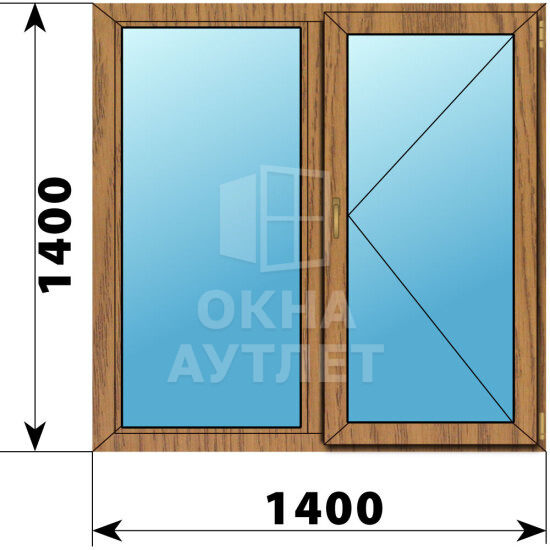 Двухстворчатое окно из лиственницы 1400×1400 Г-П ОА-49568