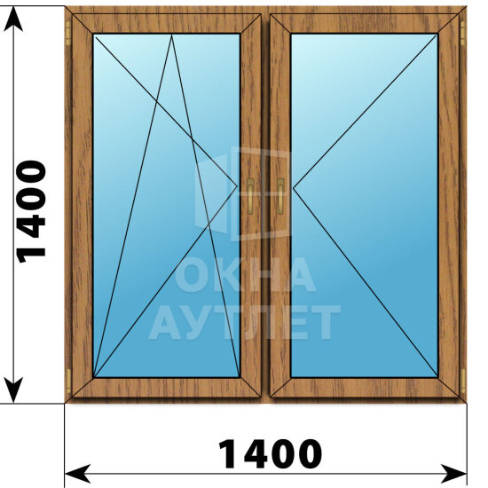Двухстворчатое окно из лиственницы 1400×1400 ПО-П ОА-49928