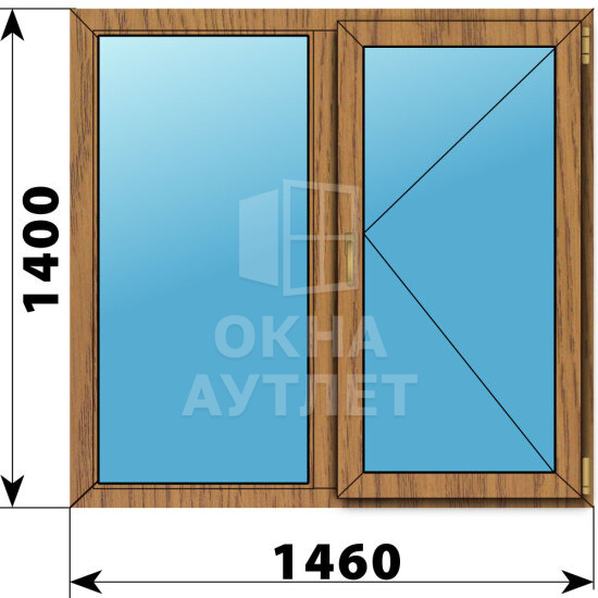 Двухстворчатое окно из лиственницы 1460×1400 Г-П ОА-49490