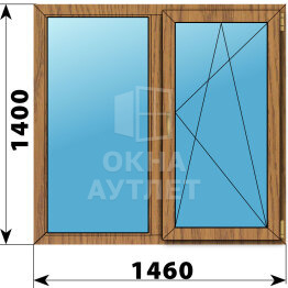Двухстворчатое окно из лиственницы 1460×1400 Г-ПО ОА-49538
