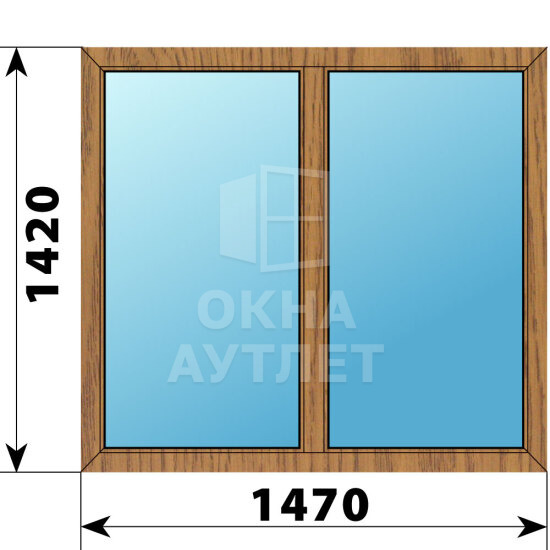 Двухстворчатое окно из лиственницы 1470×1420 Г-Г ОА-45366