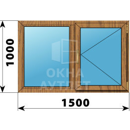 Двухстворчатое окно из лиственницы 1500×1000 Г-П ОА-46077