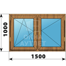 Двухстворчатое окно из лиственницы 1500×1000 ПО-П ОА-50165