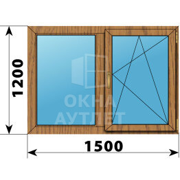 Двухстворчатое окно из лиственницы 1500×1200 Г-ПО ОА-46194
