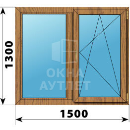 Двухстворчатое окно из лиственницы 1500×1300 Г-ПО ОА-49736
