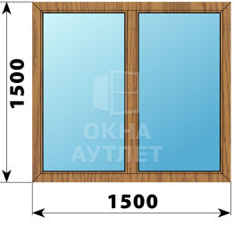 Двухстворчатое окно из лиственницы 1500×1500 Г-Г ОА-44754