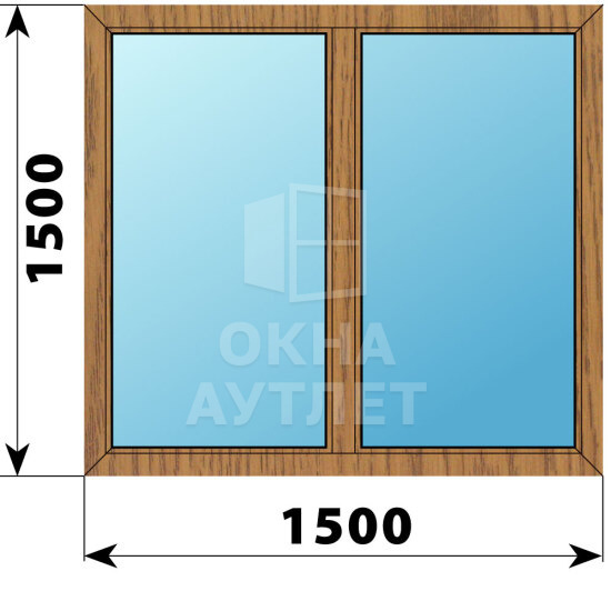 Двухстворчатое окно из лиственницы 1500×1500 Г-Г ОА-44754