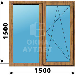 Двухстворчатое окно из лиственницы 1500×1500 Г-ПО ОА-46044