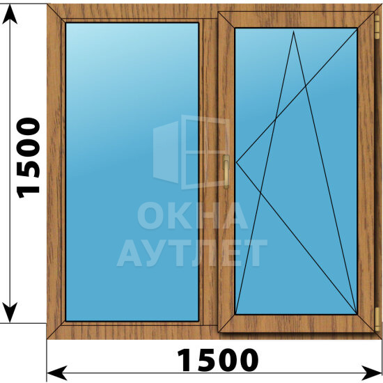 Двухстворчатое окно из лиственницы 1500×1500 Г-ПО ОА-46044