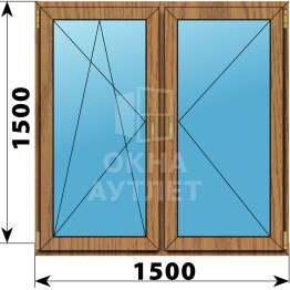 Двухстворчатое окно из лиственницы 1500×1500 ПО-П ОА-50111