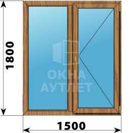 Двухстворчатое окно из лиственницы 1500×1800 Г-П ОА-46158