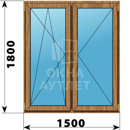 Двухстворчатое окно из лиственницы 1500×1800 ПО-П ОА-46767