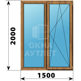 Двухстворчатое окно из лиственницы 1500×2000 Г-ПО ОА-46284