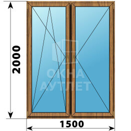 Двухстворчатое окно из лиственницы 1500×2000 ПО-П ОА-46812
