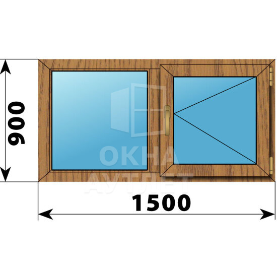 Двухстворчатое окно из лиственницы 1500×900 Г-П ОА-49880