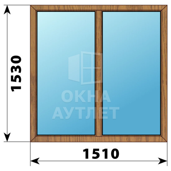 Двухстворчатое окно из лиственницы 1510×1530 Г-Г ОА-45084