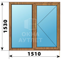 Двухстворчатое окно из лиственницы 1510×1530 Г-П ОА-46287