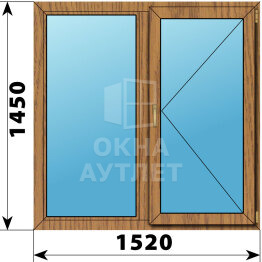 Двухстворчатое окно из лиственницы 1520×1450 Г-П ОА-46521