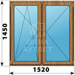 Двухстворчатое окно из лиственницы 1520×1450 ПО-П ОА-47094