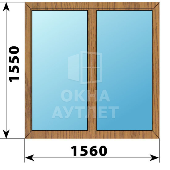 Двухстворчатое окно из лиственницы 1560×1550 Г-Г ОА-45483