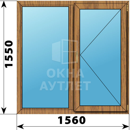 Двухстворчатое окно из лиственницы 1560×1550 Г-П ОА-50192