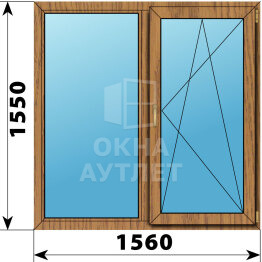 Двухстворчатое окно из лиственницы 1560×1550 Г-ПО ОА-50237