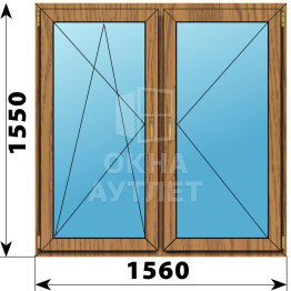 Двухстворчатое окно из лиственницы 1560×1550 ПО-П ОА-50600