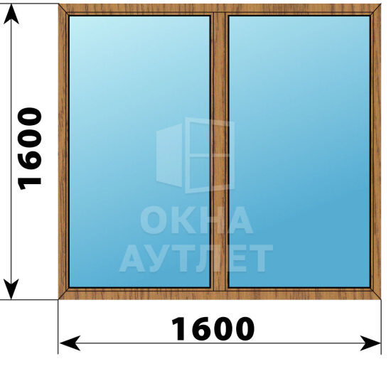 Двухстворчатое окно из лиственницы 1600×1600 Г-Г ОА-49646