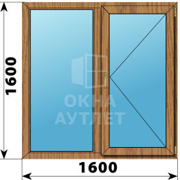Двухстворчатое окно из лиственницы 1600×1600 Г-П ОА-46440