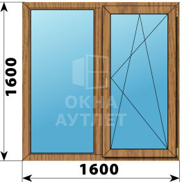 Двухстворчатое окно из лиственницы 1600×1600 Г-ПО ОА-46497