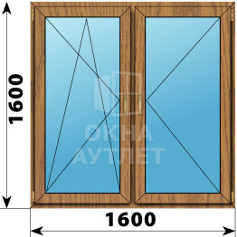 Двухстворчатое окно из лиственницы 1600×1600 ПО-П ОА-47004