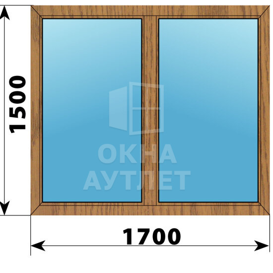 Двухстворчатое окно из лиственницы 1700×1500 Г-Г ОА-45396