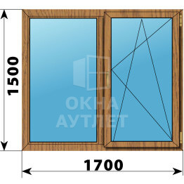 Двухстворчатое окно из лиственницы 1700×1500 Г-ПО ОА-46140