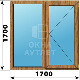 Двухстворчатое окно из лиственницы 1700×1700 Г-П ОА-46356