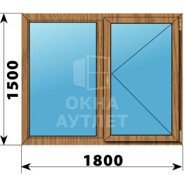 Двухстворчатое окно из лиственницы 1800×1500 Г-П ОА-46593