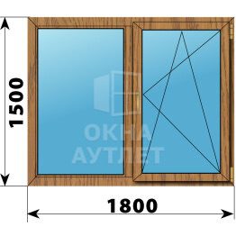 Двухстворчатое окно из лиственницы 1800×1500 Г-ПО ОА-50150