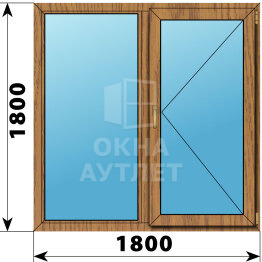 Двухстворчатое окно из лиственницы 1800×1800 Г-П ОА-50240