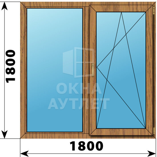 Двухстворчатое окно из лиственницы 1800×1800 Г-ПО ОА-46815