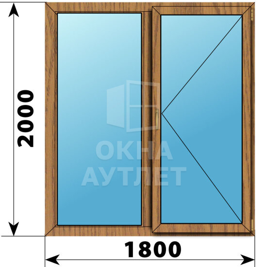 Двухстворчатое окно из лиственницы 1800×2000 Г-П ОА-46923