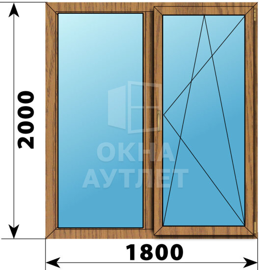 Двухстворчатое окно из лиственницы 1800×2000 Г-ПО ОА-46971