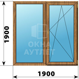 Двухстворчатое окно из лиственницы 1900×1900 Г-ПО ОА-50396