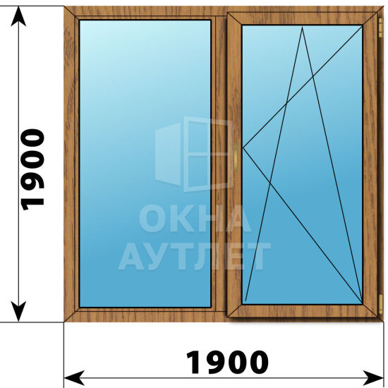 Двухстворчатое окно из лиственницы 1900×1900 Г-ПО ОА-50396