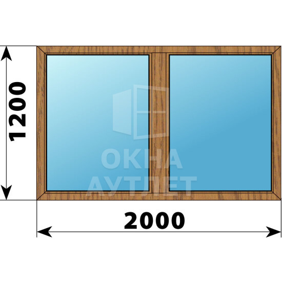 Двухстворчатое окно из лиственницы 2000×1200 Г-Г ОА-45507