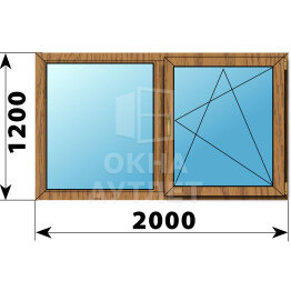 Двухстворчатое окно из лиственницы 2000×1200 Г-ПО ОА-46317