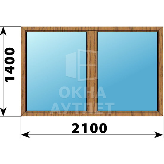 Двухстворчатое окно из лиственницы 2100×1400 Г-Г ОА-45822