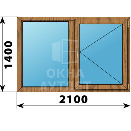 Двухстворчатое окно из лиственницы 2100×1400 Г-П ОА-50126