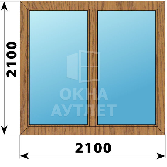 Двухстворчатое окно из лиственницы 2100×2100 Г-Г ОА-46653