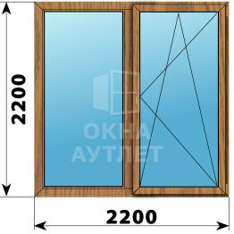Двухстворчатое окно из лиственницы 2200×2200 Г-ПО ОА-47532